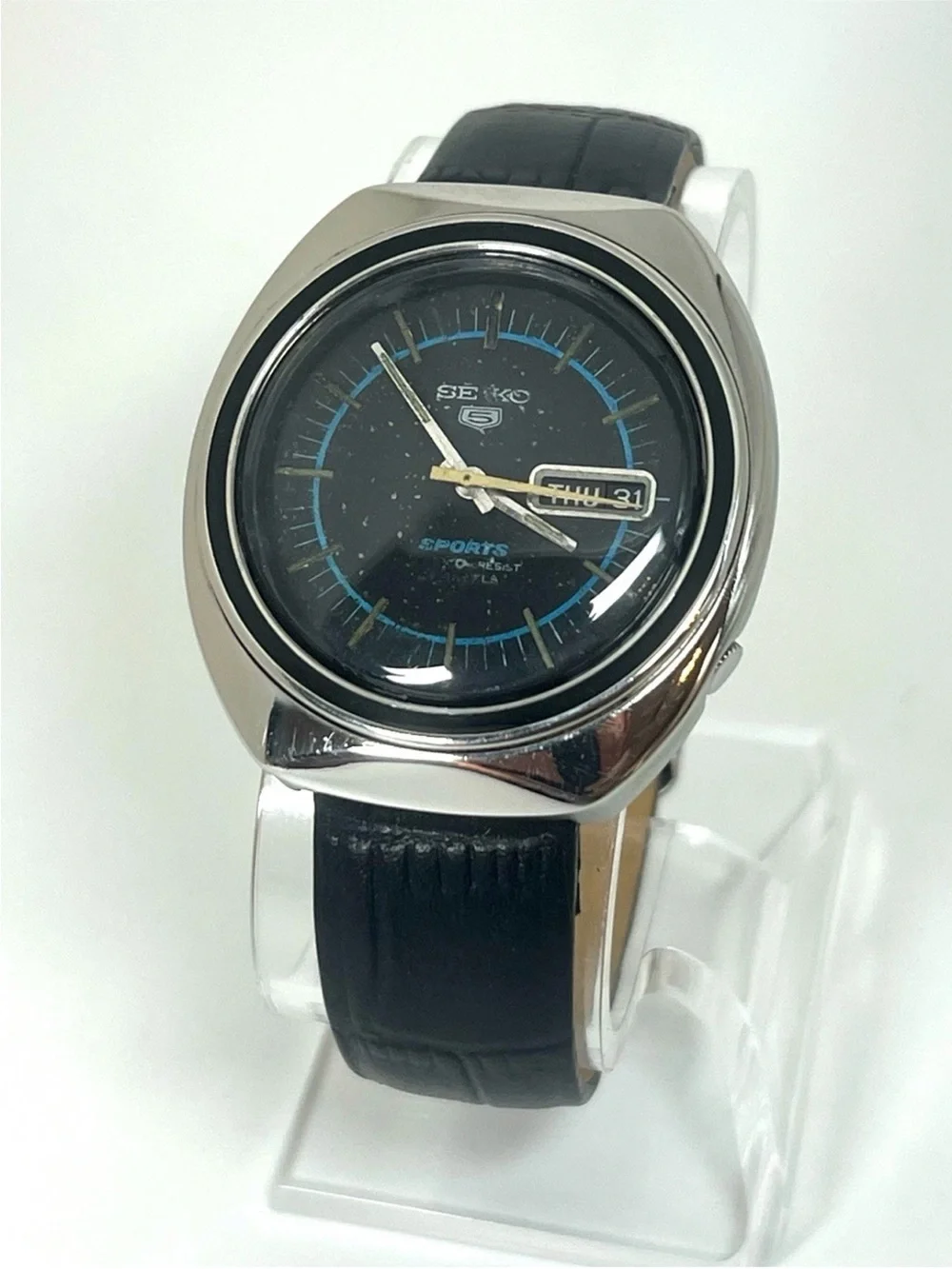 Seiko Men's Black rare Dial Automatic Sports Watch vintage